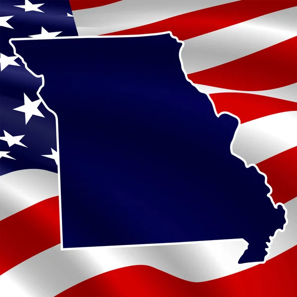 Förenta Staterna Missouri Mörkblå Siluett Staten Sina Gränser Bakgrunden Usa — Stockfoto