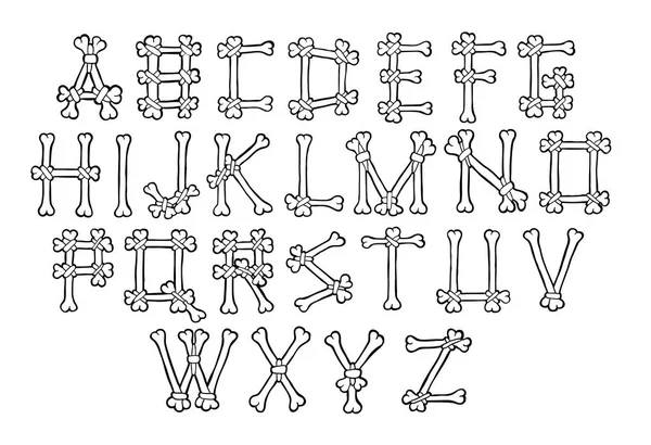 Knochen-Alphabet-Vektor — Stockvektor