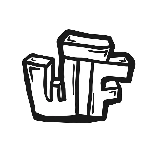 Quadrato cartone animato WTF simbolo — Vettoriale Stock