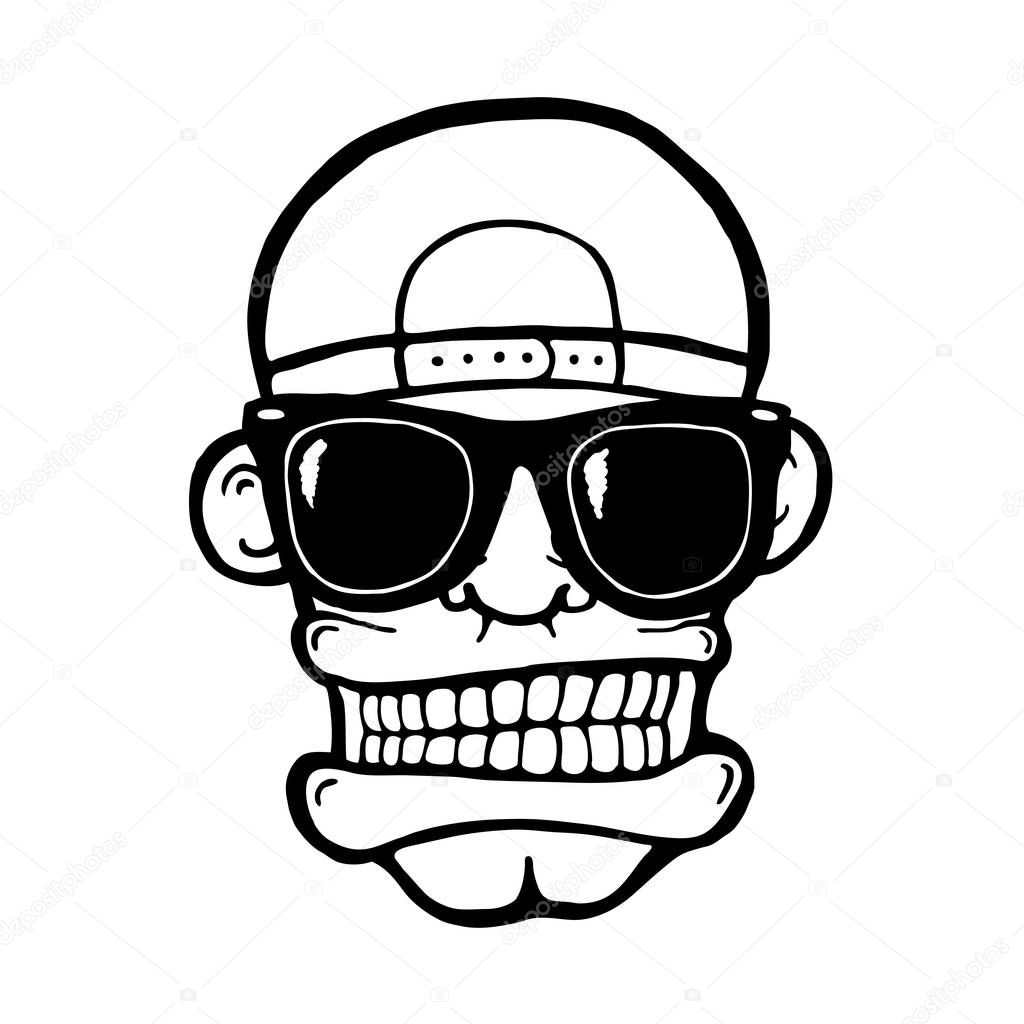 Hip hop face, with sunglasses and cap. Cool man
