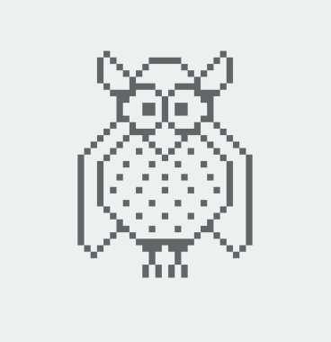 Baykuş piksel kutsal kişilerin resmi, vektör.