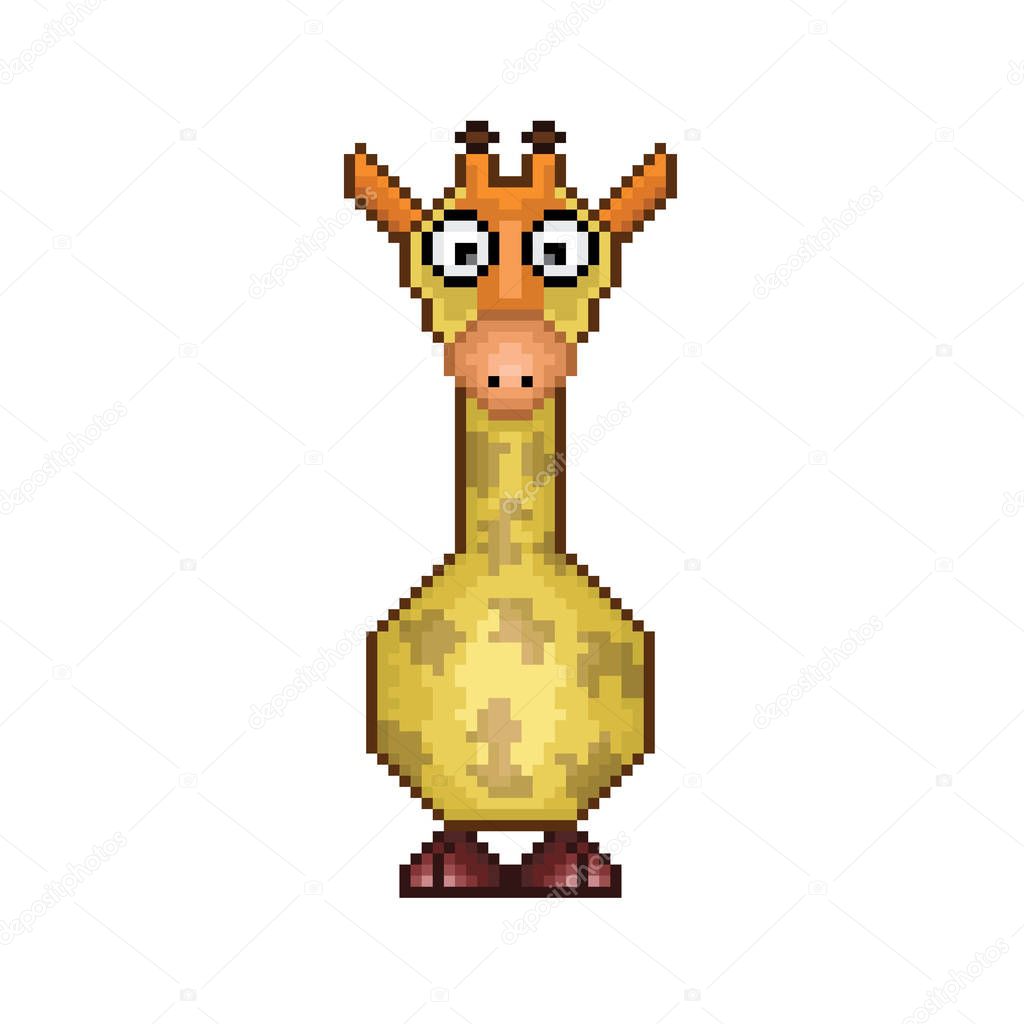 Giraffe pixel Icon, in the vector. 