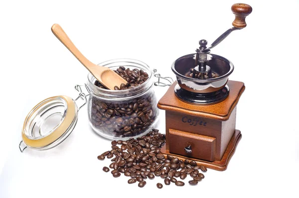 Dripping Coffee Set Include Coffee Grinder Roasted Coffee Etc — Stock Photo, Image