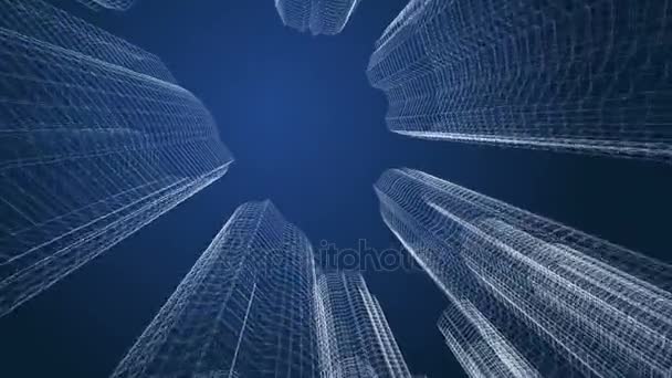 Skyskrapor. 3D render. — Stockvideo
