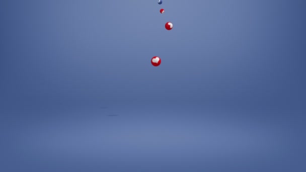 Balles tombantes avec des icônes LIKE et LOVE sur fond bleu .