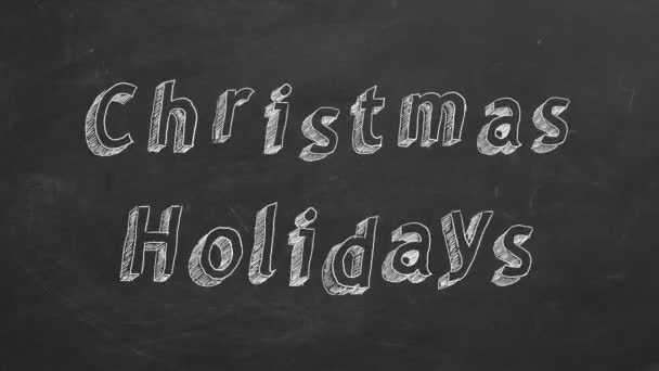 Hand Drawing Animated Text Christmas Holidays Blackboard Stop Motion Animation — Stock Video