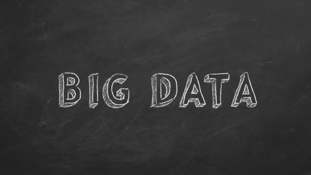 Dessin Main Texte Animé Big Data Sur Tableau Noir — Video