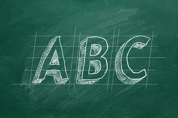 ABC-the first letters of the English alphabet on greenboard — Stock Photo, Image