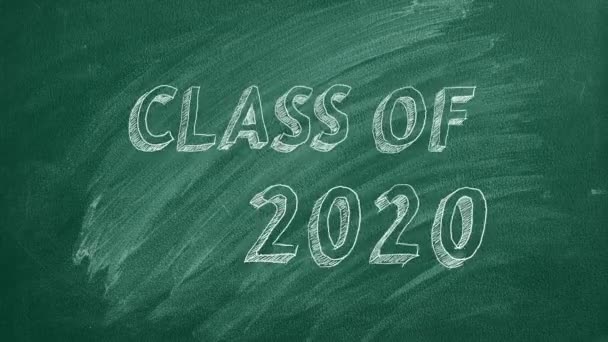 グリーンの黒板に手描き 2020年の授業 ストップモーションアニメーション — ストック動画