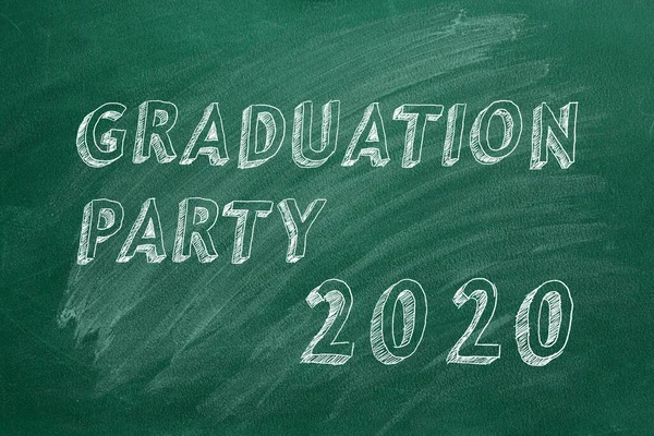 Hand Drawing Text Graduation Party 2020 Green Chalkboard — Stock Photo, Image