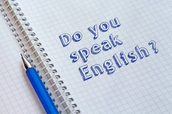 Μιλάτε Αγγλικά Χειρόγραφο Κείμενο Στο Φύλλο Του Φορητού Υπολογιστή — Φωτογραφία Αρχείου