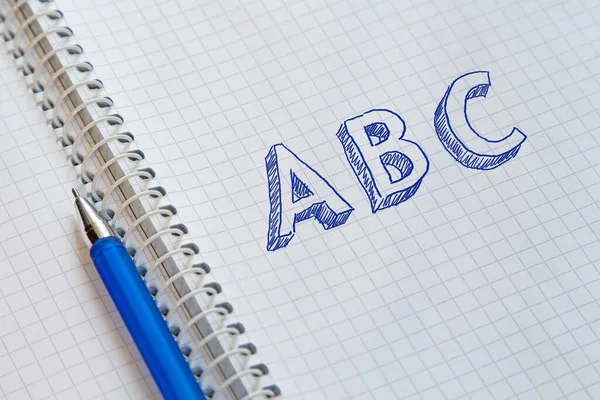 Tekst Abc Handgeschreven Blad Van Notebook — Stockfoto