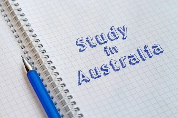 Textová Studie Austrálii Ručně Psaná List Notebooku — Stock fotografie