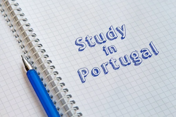 Szöveg Tanulmány Portugáliában Kézzel Írt Notebook — Stock Fotó