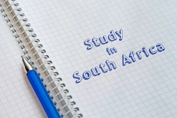 Estudio Texto Sudáfrica Escrito Mano Hoja Cuaderno —  Fotos de Stock