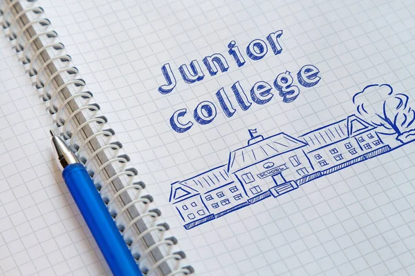 Tekst Junior College Ręcznie Napisane Arkuszu Notatnika — Zdjęcie stockowe