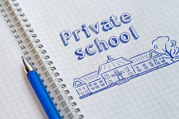 Text Private School Handwritten Sheet Notebook — Stock Photo, Image
