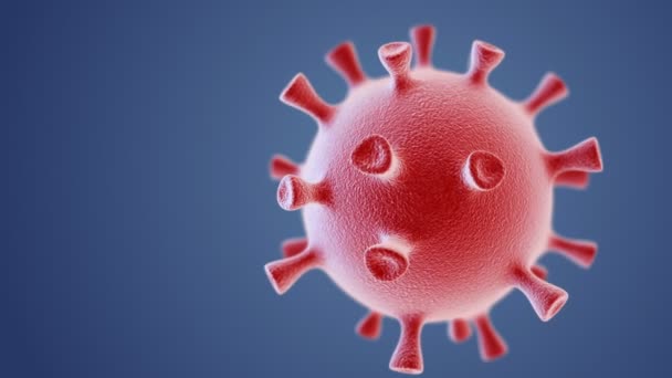 Coronavirus Cell Rotates Blue Background — Stock Video