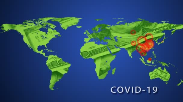 Coronavirus Covid Global Cases Animated Map Spread New Coronavirus China — Stock Video