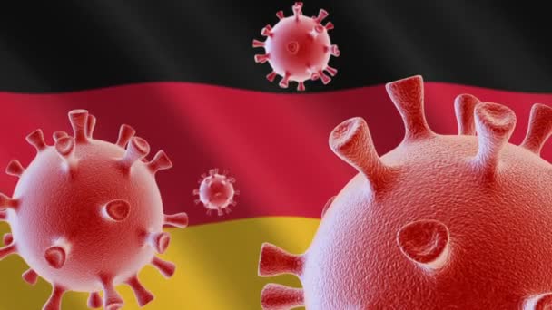 Covid Cellules Coronavirus Sur Fond Drapeau Allemagne — Video