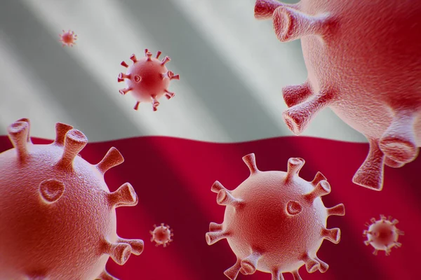 Covid Coronavirus Cells Background Flag Poland — Stock Photo, Image