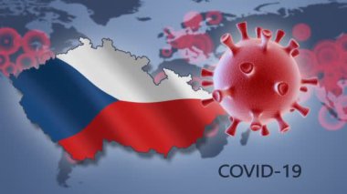 Dünya haritasının arka planında Çek Cumhuriyeti 'nin Coronavirus hücre ve haritası