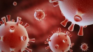 Bir grup Coronavirus hücresi yakın plan. 3d hazırlayıcı.