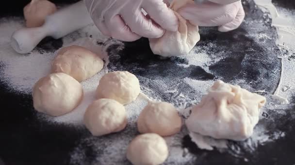 Händer förbereda Dumplings — Stockvideo