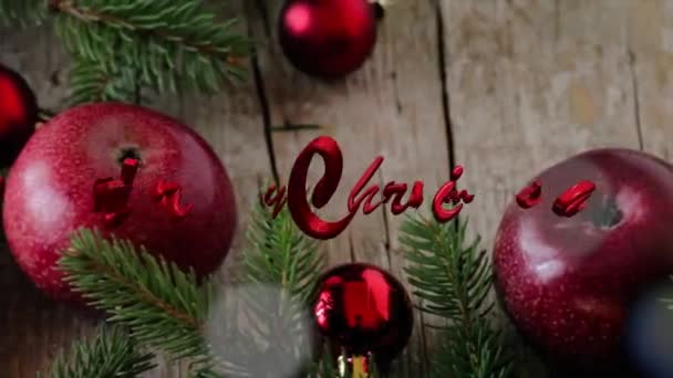 Vrolijk kerstfeest met appels en kastanjes — Stockvideo