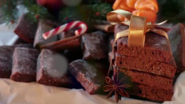 Рождественское печенье и конфетка — стоковое видео