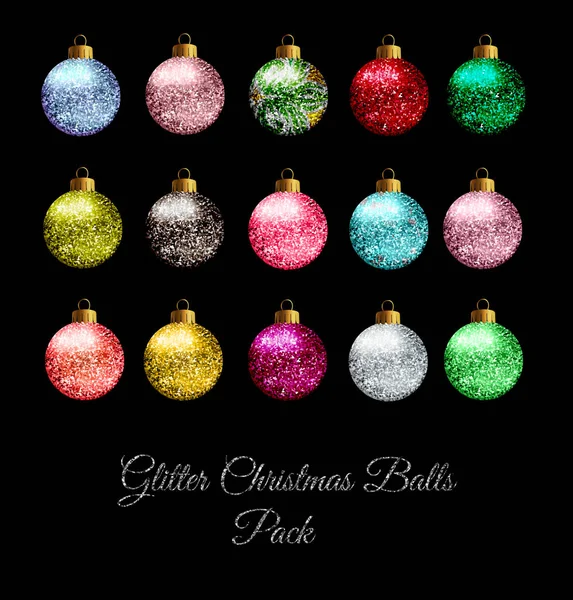 Glitter Christmas Balls — Stock Vector