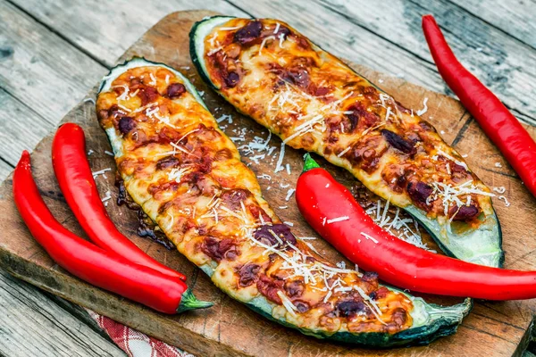 Baked Filled Zucchini — Stock Photo, Image