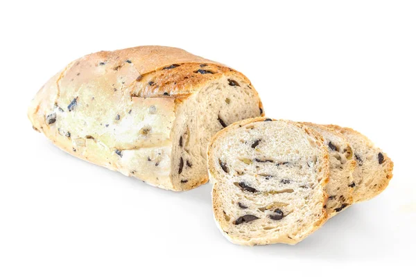 Brood met olijven geïsoleerd — Stockfoto