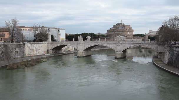 Vittorio Emanuele II Köprüsü Roma İtalya — Stok video