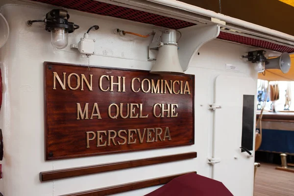 Amerigo Vespucci Ship Motto — Stock Photo, Image