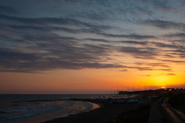 Orange Sunset Marina Di San Nicola Italy — Stock Photo, Image