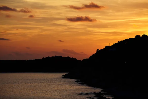 Silhouettes At Sunset Marciana Marina Elba Island — Stock Photo, Image