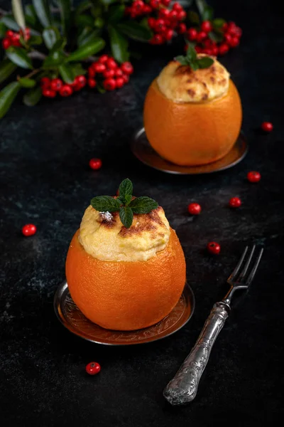 Custard Souffle In Orange — Stock Photo, Image