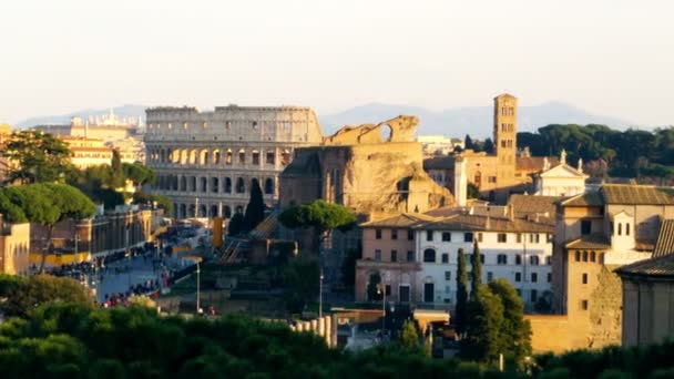 Visa Basilikan Santa Maria Ara Coeli Och Colosseum Centrala Rom — Stockvideo