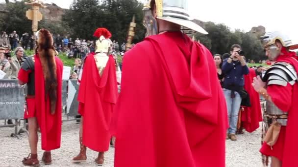 Рим Италия Апреля 2015 Года Группа Милитов Триария Древнего Рима — стоковое видео