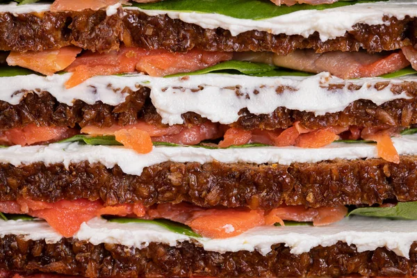Salmon cake layers detail — 스톡 사진