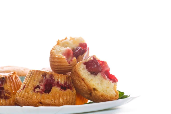 Sweet muffins stuffed with cherries — Stock Photo, Image