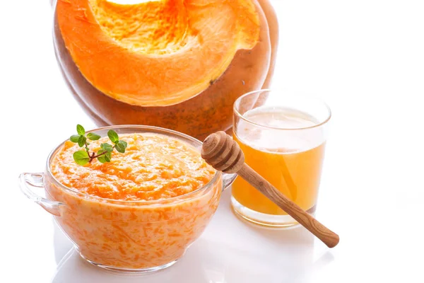 Kokt pumpa med ris och honung — Stockfoto