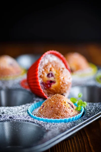 Sweet muffins with berries inside — Stock Photo, Image