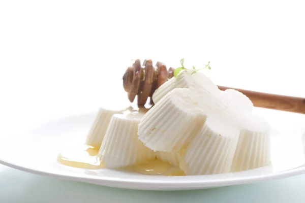 Méz édes desszert panna cotta — Stock Fotó