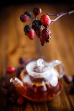 Kurutulmuş kırmızı rose hips ve çay