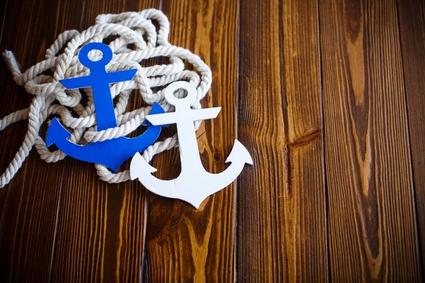 Wooden decorative anchor — Stock Photo, Image