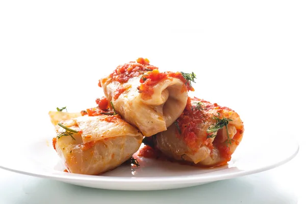 Stuffed cabbage rolls with rice and meat — Stock Photo, Image