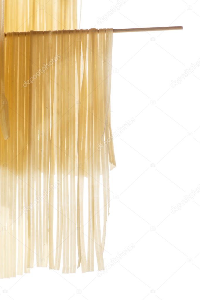 Home-made noodles are dried