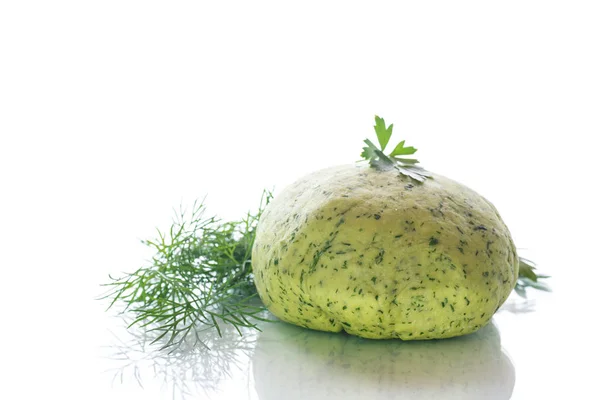 Green dough with dill and parsley — Stock Photo, Image